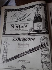 MORLANT Champagne DUBONNET + porte plume LE METEORE pub papier ILLUSTRATION 1925