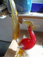 Grand coq rouge en verre de