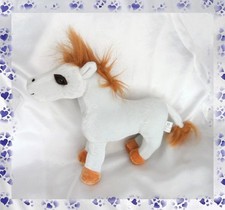 Doudou Peluche Cheval Blanc Et Marron 21 cm