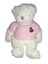 Peluche doudou ours blanc pull