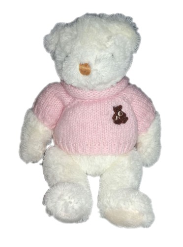 Peluche doudou ours blanc pull