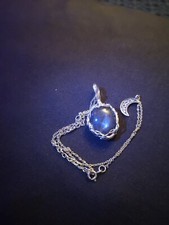 collier argent 925 Saphir Étoile, pendentif wire wrapping handmade Rare Art