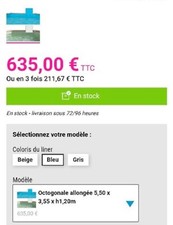 Liner piscine hors sol ubbink 5.50x3.55x1.20 octogonale bleu