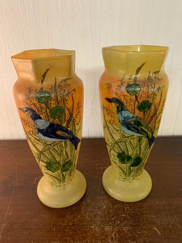 Paire vase oiseau legras - oiseau,