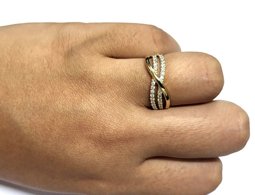 Bague jonc torsadé diamant - bague,