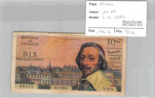 Billet nouveaux francs - 10,