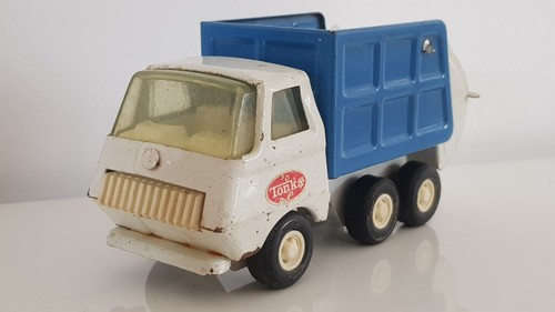 Camion poubelle bleu blanc - poubelle,