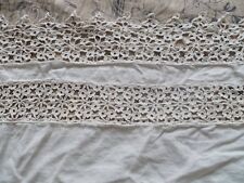 ANCIEN CACHE SOMMIER BANDE DE DOUBLE DENTELLE AU CROCHET  177 CM DE LONG  TBE