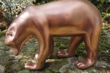 RE0468 CU  PETIT   OURS  COULEUR CUIVRE   FIGURINE FRANCOIS POMPON  14 CM