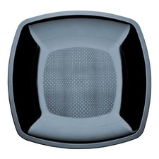 Assiettes Dessert Carrées Noires En Plastique 18x18 Cm 15Pz GOLDPLAST - Fêtes