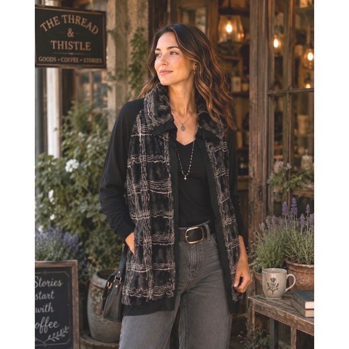 Capote faux fur trim open - capote,