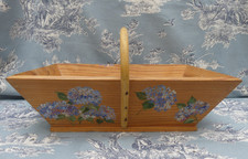 Panier ancien panier à Vendange peint décor d'Hortensia old French basket bois