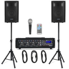 Pack DJ Sono Complet Systeme Audio PA Enceintes Table de Mixage Bluetooth 100W