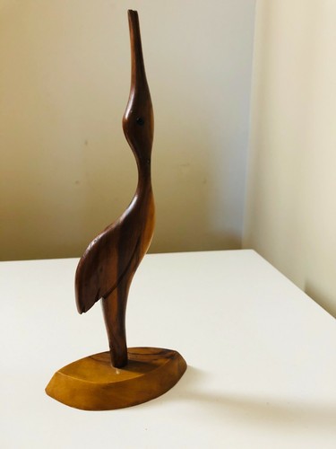 Sculpture échassier bois - sculpture, en