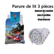 NINTENDO parure housse de couette + taie oreiller + drap housse MARIO KART