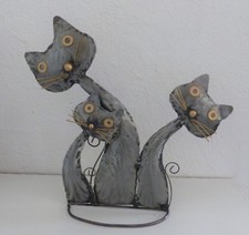 Chats famille en acier brossé