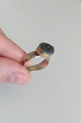 Bague argent martelé or - bague,