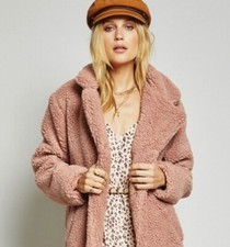 Forever Audrey Faux Fur Sherpa Blush Pink Teddy Coat Women Size Medium