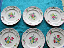 6 assiettes plates en faïence de Lunéville réverbère KG lotA