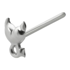 Nez Clou Méchant Coeur Horny Devil 925 Argent 22g (0.6mm) Unique L Pliable Pin
