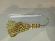 POMPON GLAND PASSEMENTERIE PERLEE En FIL DORé  XXème H.13 Cm/religieux?rideaux?