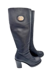 Bottes Gucci cuir noir pointure 39,5 talon hauteur genou automne hiver boots