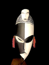 Masque à main africain visage tribal africain sculpté à la main Luba (démocra...