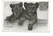 CARTE FANTAISIE ILLUSTRATION LION ET LIONNE PAR FRANCINE CARTIER