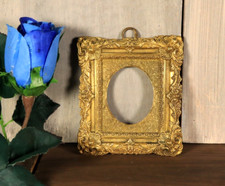 Antique French Picture Photo Frame Hanging Ornate Gilt Brass Miniature 19thC