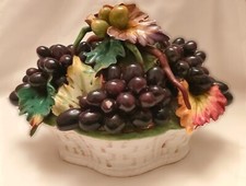 Corbeille coupe de fruit trompe l'oeil en céramique - Fabrication italienne