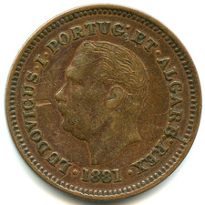 Inde Portugaises , ⅛ tanga Luis I 1881 n°7831