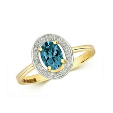 Bague halo ovale - en, jaune