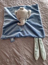 DOUDOU PLAT NATTOU ELEPHANT bleu vert gris bandana triangle - 