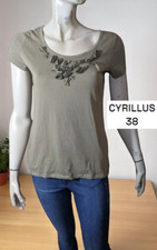 Cyrillus Taille 38 Superbe tee shirt manches courtes kaki taupe femme T-shirt