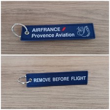 Porte Clé Brodé Avion Flamme Air-France Provenance Aviation Remove Before Flight