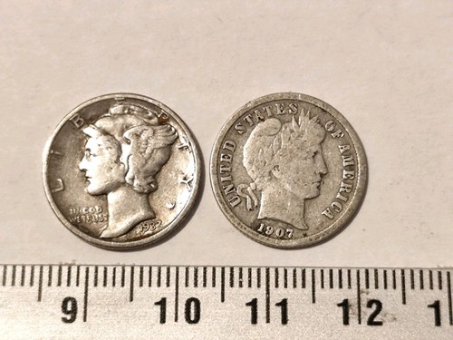 Lot pieces dime 1907 1932 - pieces,