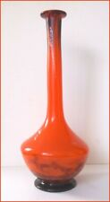 LES FRERES MULLER  LUNEVILLE GRAND VASE SOLIFLORE SUR PIED DOUCHE "ORANGE "