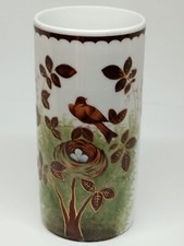 Vase Rouleau Porcelaine Peint à la Main N° 25 décor oiseaux Collection