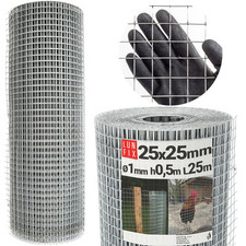 Fil de volière fil de poulet galvanisé H50cm L25m maille 25x25mm Ø1mm