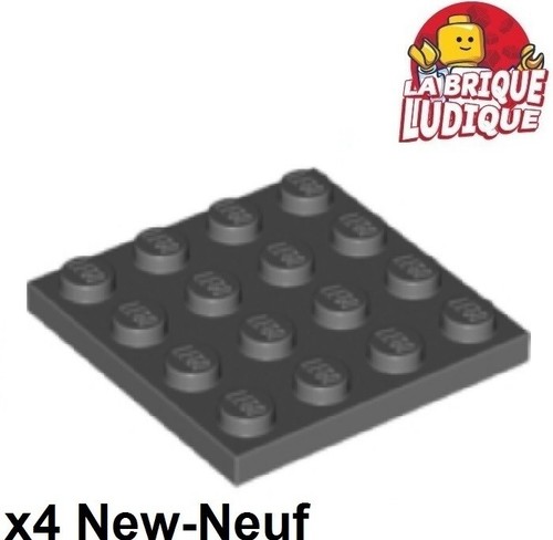 Lego plaque plate 4x4 - plaque, gris