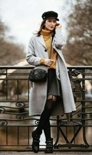 Zara Fait Main Laine Manteau Ceinture Col à Revers Belted Lapel Coins M L