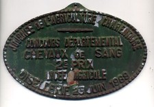 PLAQUE AGRICOLE - 2EME PRIX - CONCOURS CHEVAUX DE SANG - LYCEE OISELLERIE