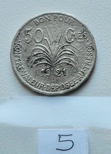*5*  Pièce bon pour 50c 1921 de Guadeloupe et Dépendances bon état