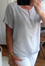 Blouse manches courtes 44 env. GAASTRA Nautique Méditerranée blanc bleu