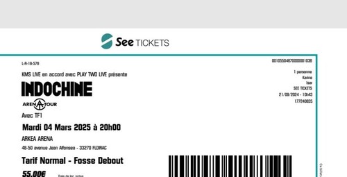 Billets concert indochine - billets,