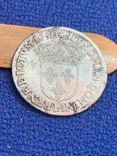 MONNAIE ARGENT 1/4 ECU LOUIS XIIII MECHE LONGUE 1650 B ROUEN 