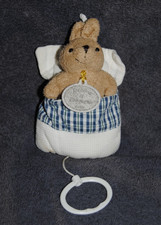 ? Doudou Lapin Musical DOUDOU COMPAGNIE Coussin Beige Bleu Petit Ancien Modèle
