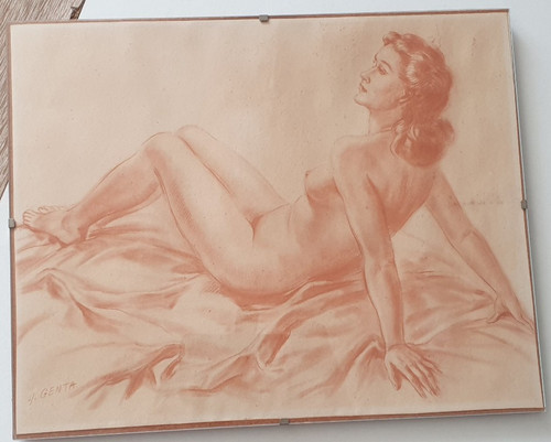 Estampe sanguine féminin - nu,