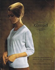 PUBLICITE ADVERTISING 084 1963 CORNUEL cardigan en pure laine mérinos