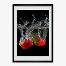 Photo Le salon 50x70cm Cadre MDF Décor Fraises sous l'eau